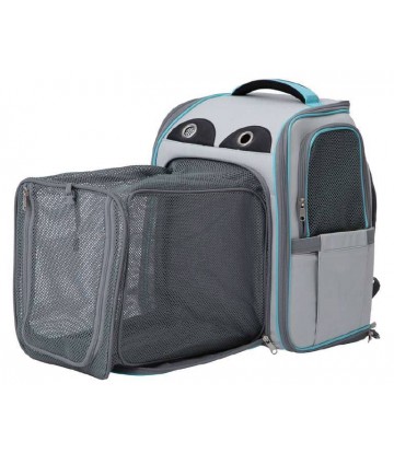 Mochila Fuji Con Compartimento Gris y Azul 42x39x26