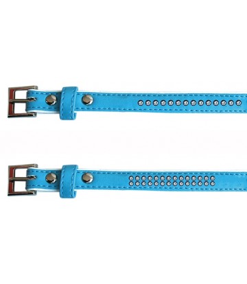 Collar polipiel Brillantes azul 1,3x30cm
