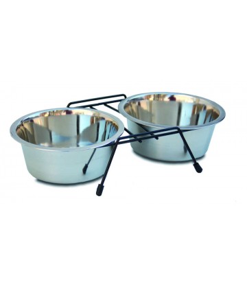 Soporte doble con 2 comederos de 1,90lt