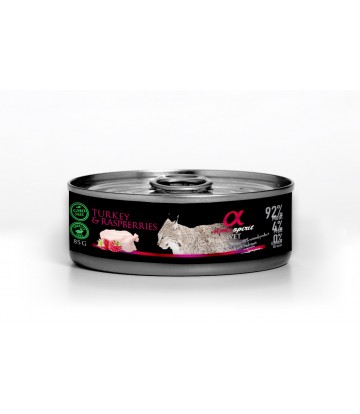 Alpha Spirit Wet Cat Pavo con Frambuesas 85Gr (18Uds)