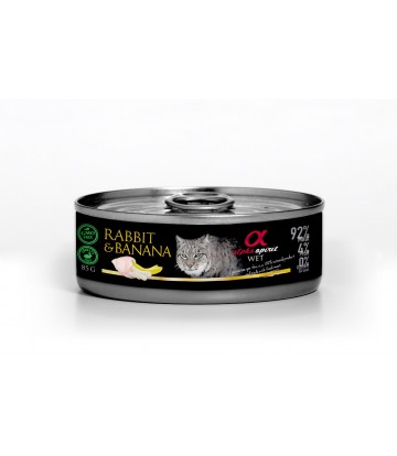 Alpha Spirit Wet Cat Conejo con Platano 85Gr (18Uds)
