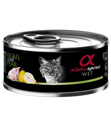 Alpha Spirit Wet Cat Codorniz Con Pera 85 Gr (18uds)