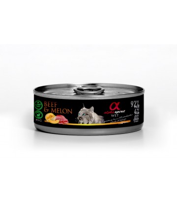 Alpha Spirit Wet Cat Buey con Melon 85G (18Uds)