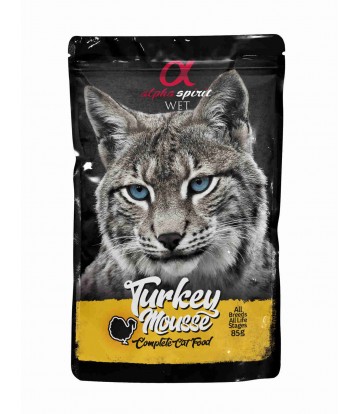 Alpha Spirit Wet Cat Pouch Mousse de Pavo 85 gr (24 uds)
