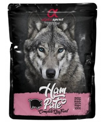 Alpha Spirit Wet Dog Pouch Paté de Jamón 300 gr (12 uds)