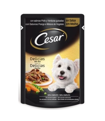 Cesar Pouch Delicias Salsa Pollo Y Verd 100Gr (24Uds)